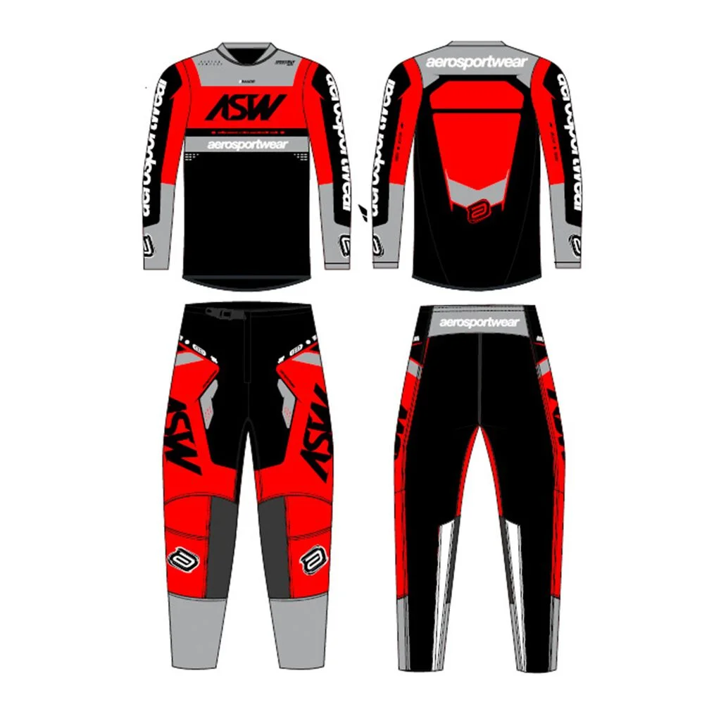 Conjunto ASW Image Enduro Hades 27 Preto/ Vermelho/Cinza